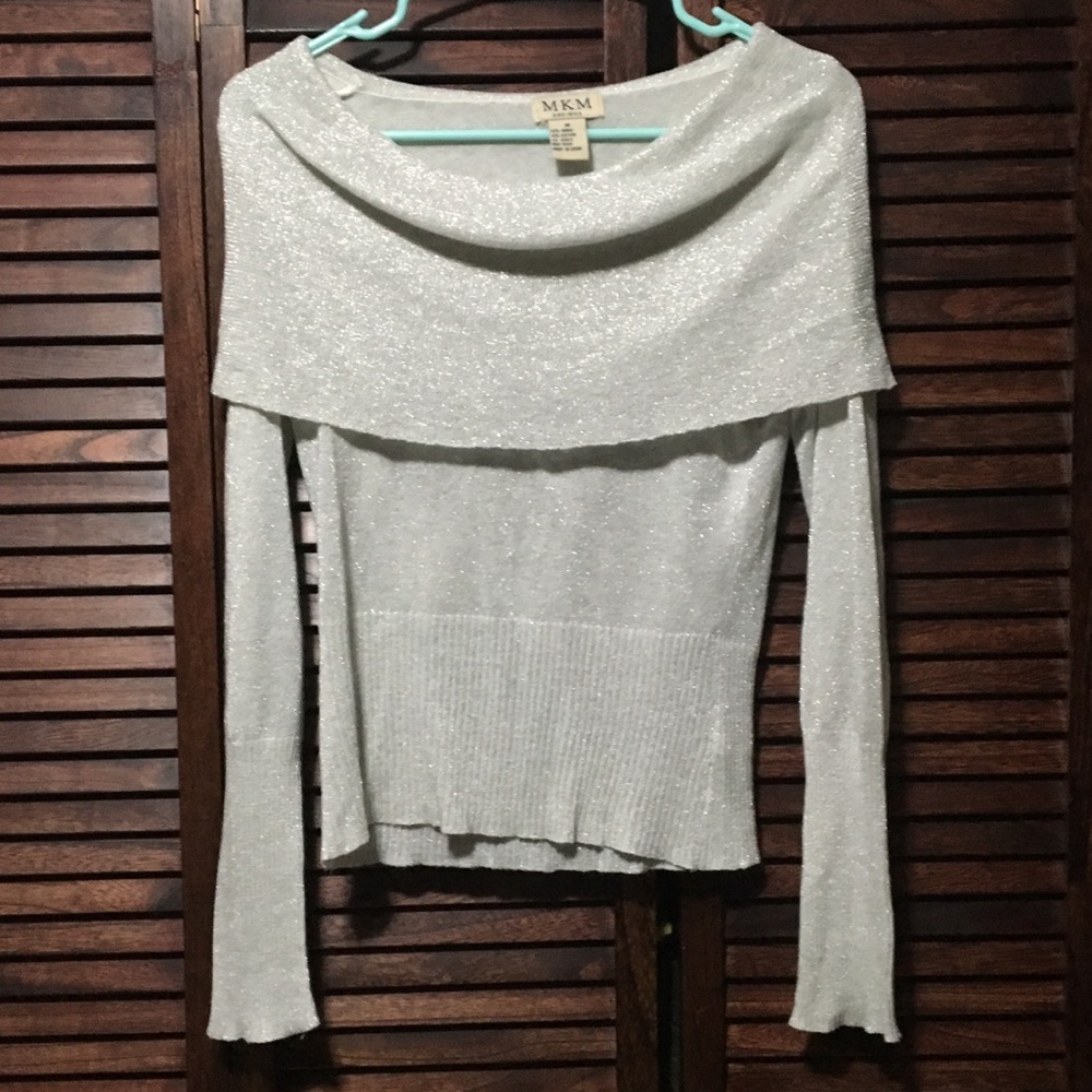 MKM Design Off The Shoulder Silver Sweater